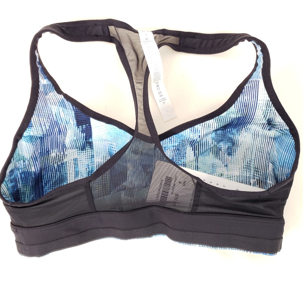Lululemon Speed up Bra Padded Mesh Blue black sz 4 - Picture 2 of 8